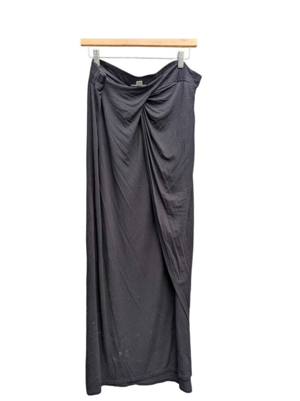 Bisou Bisou Black Maxi Twist Front Skirt XL Y2K